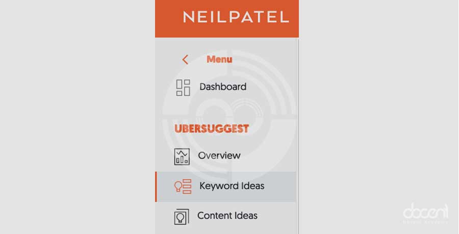 مرحله 2: روی Keyword Ideas در نوار کناری سمت چپ کلیک کنید.